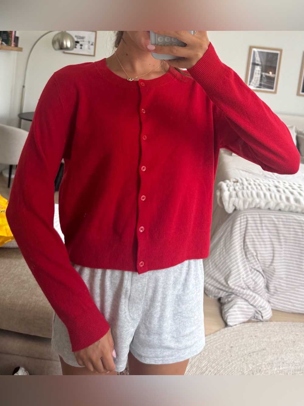 a new day Red Button-Front Women's Cardigan